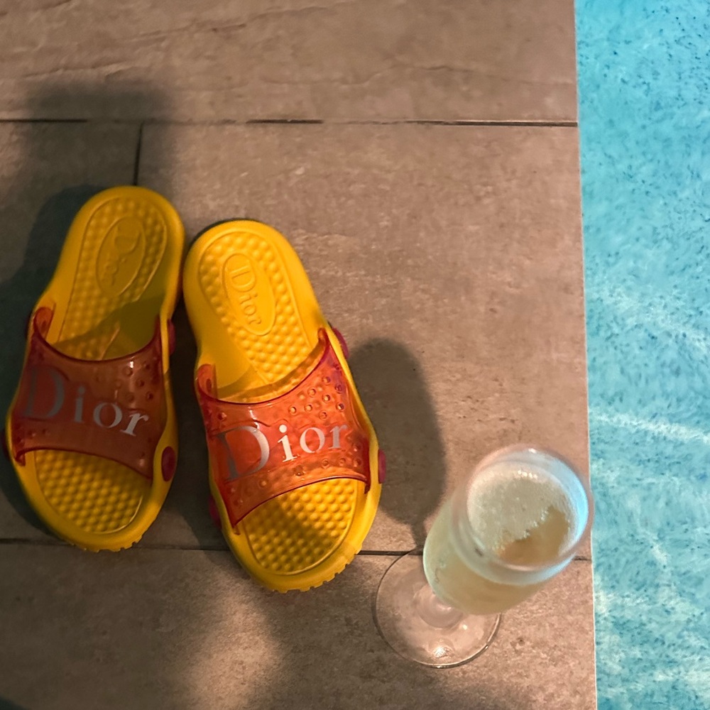 Dior Yellow and Orange Slide Sandals - Picture 2 of 11